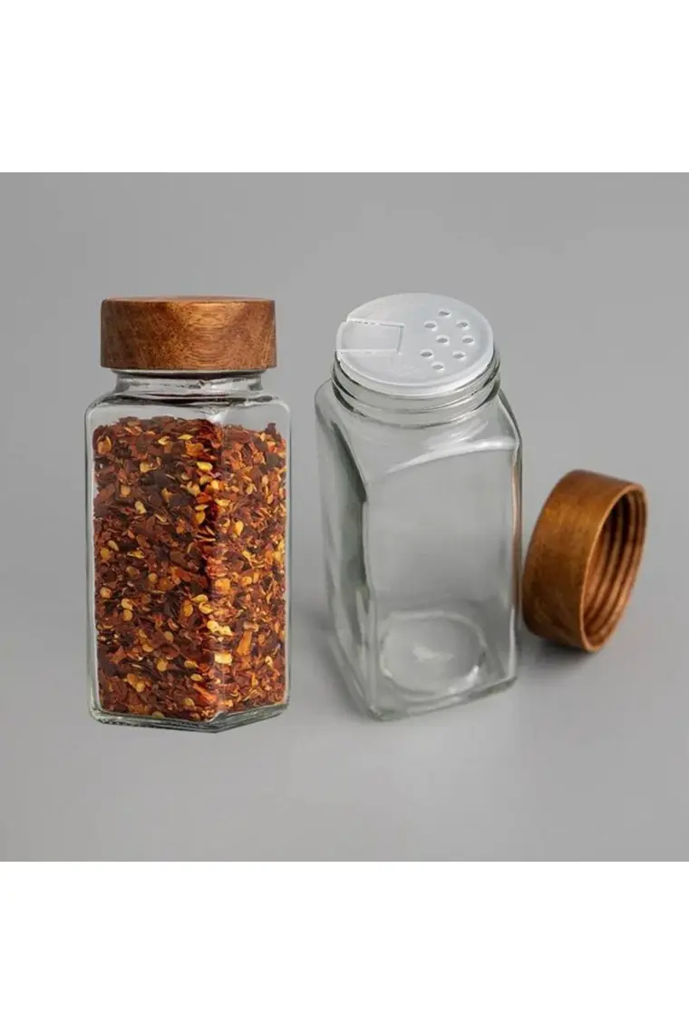 Atbyhome Akasya Kapaklı 12 Adet Cam Baharatlık Seti 120 ml