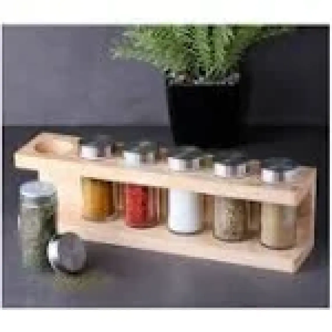 Gönül Metal Kapaklı Ahşap Standlı Baharatlık 6'lı G2799