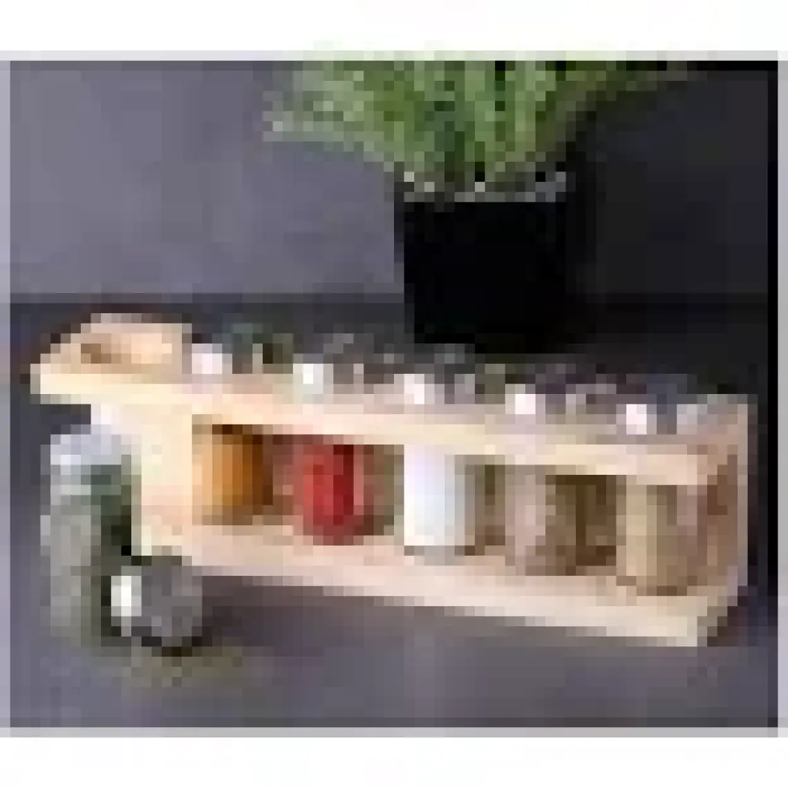 Gönül Metal Kapaklı Ahşap Standlı Baharatlık 6'lı G2799