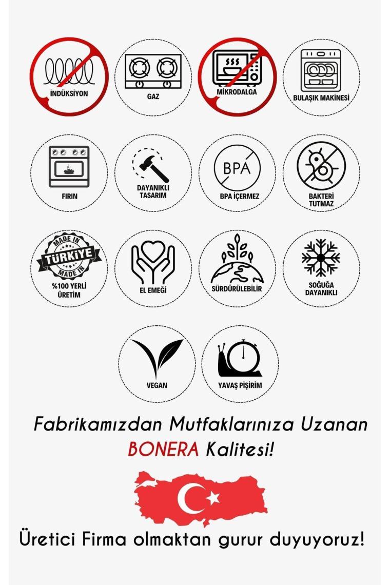 Bonera Pro Plus Granit Fırın Tepsisi Cam Kapaklı -36 cm