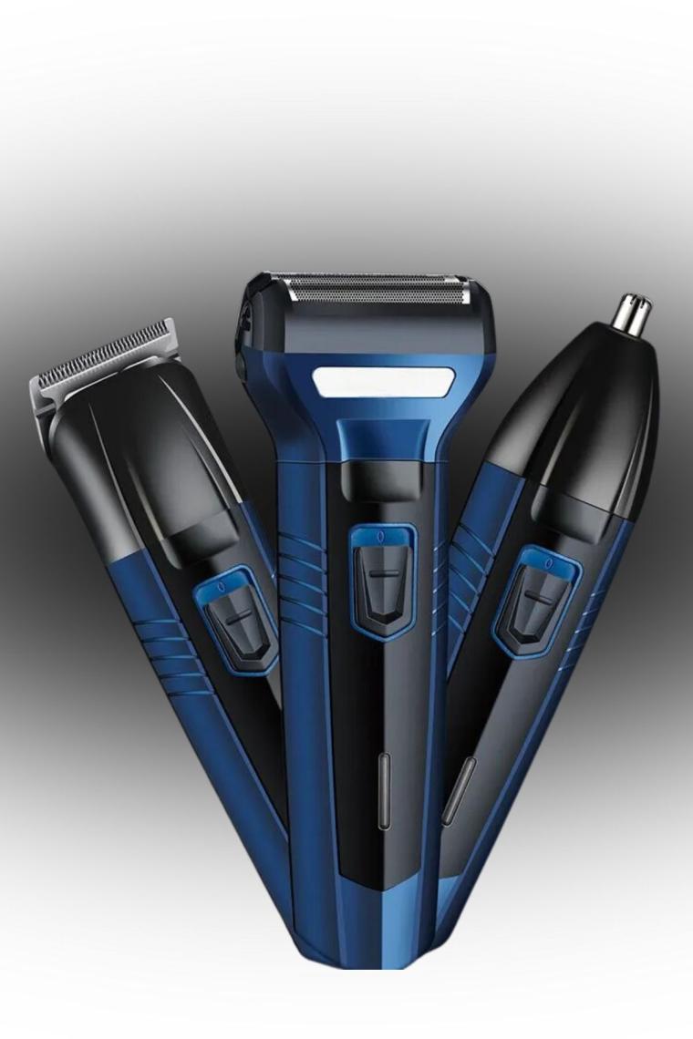 3 Başlıklı 336 3in1 Blue Profesyonel Saç Sakal Traş Makinesi
