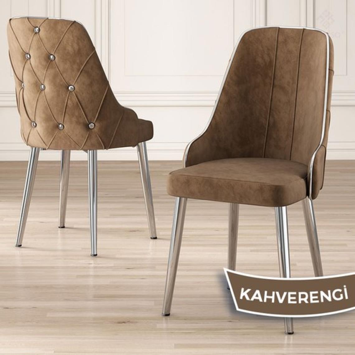 Canisa Concept Tia Serisi, Siyah Mermer Desen 80X132 Açılabilir Mdf Yemek Odası Takımı 6 Sandalye Gümüş Detay