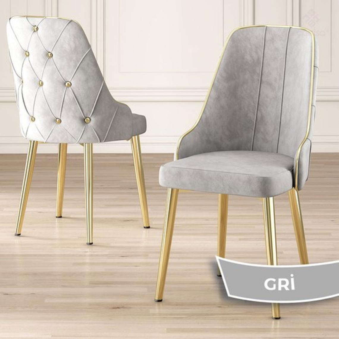 Canisa Concept Tia Serisi, Siyah Mermer Desen 80X132 Açılabilir Mdf Yemek Odası Takımı 6 Sandalye Gold Detay
