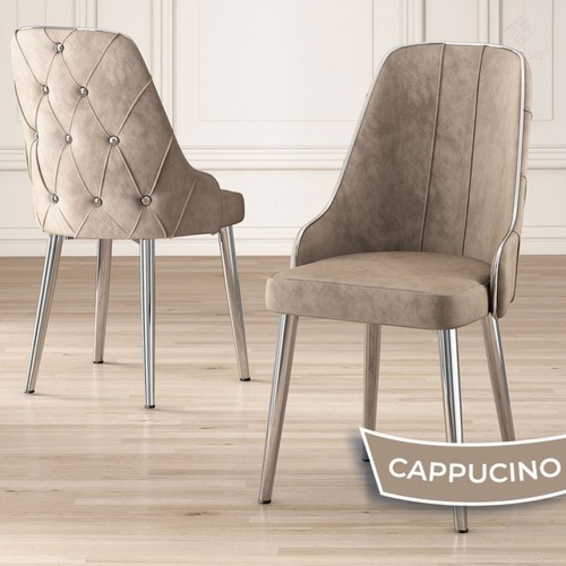 Canisa Concept Tia Serisi, Siyah Mermer Desen 80X132 Açılabilir Mdf Yemek Odası Takımı 6 Sandalye Gümüş Detay