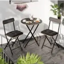 Eportatif Minderli Bistro Takım Bahçe Masa Sandalye Yuvarlak Füme  1486