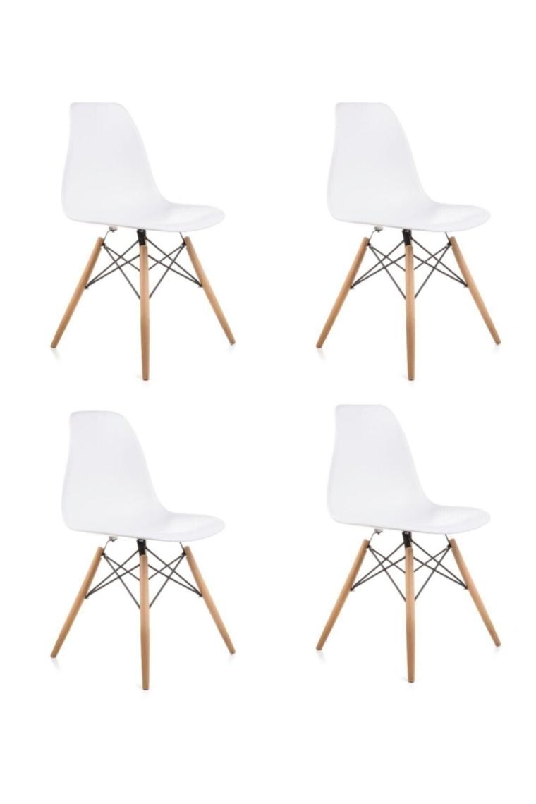 Dorcia Home Beyaz Eames Sandalye  4 Adet  Cafe Balkon Mutfak Sandalyesi