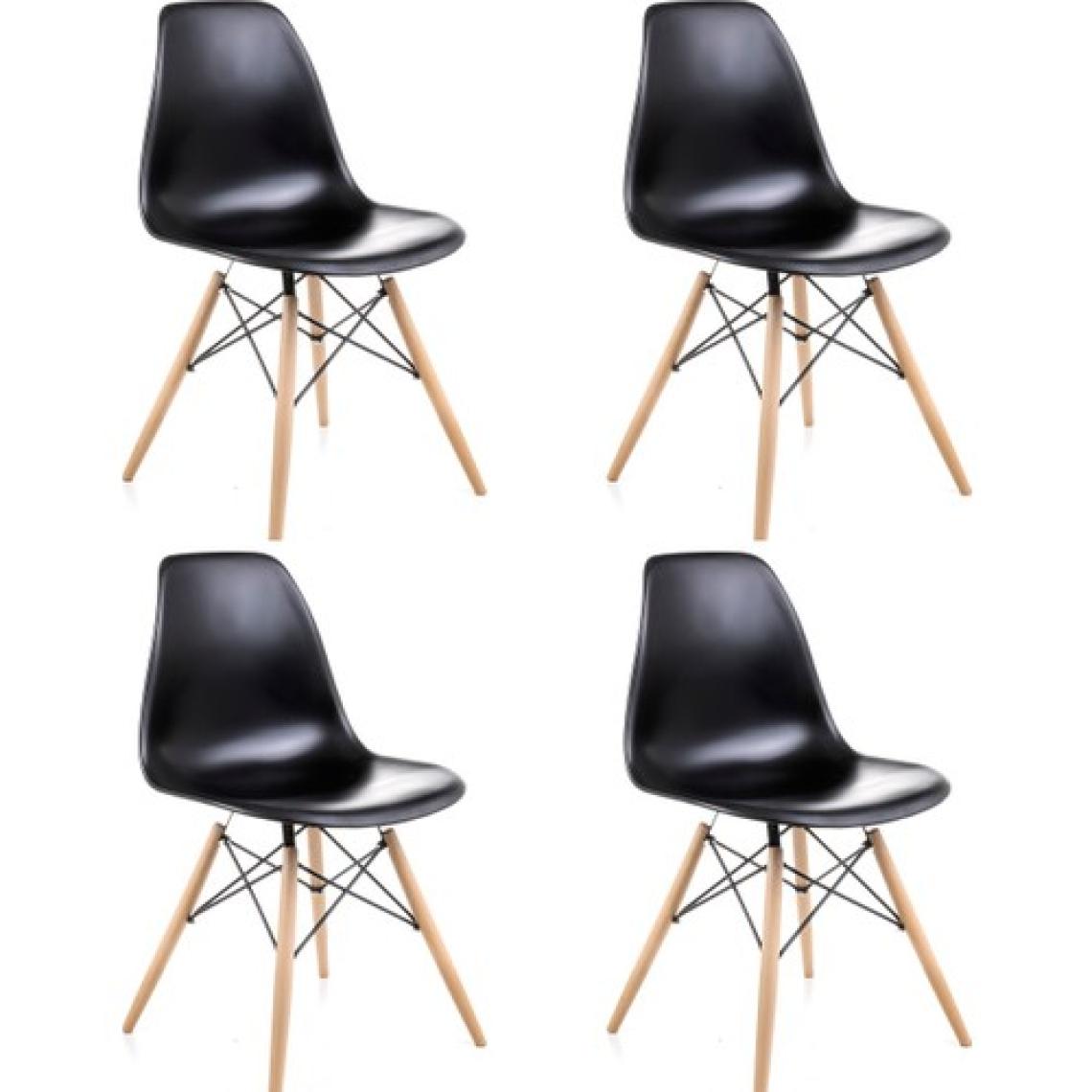 Dorcia Home Siyah Eames Sandalye  4 Adet  Cafe Balkon Mutfak Sandalyesi