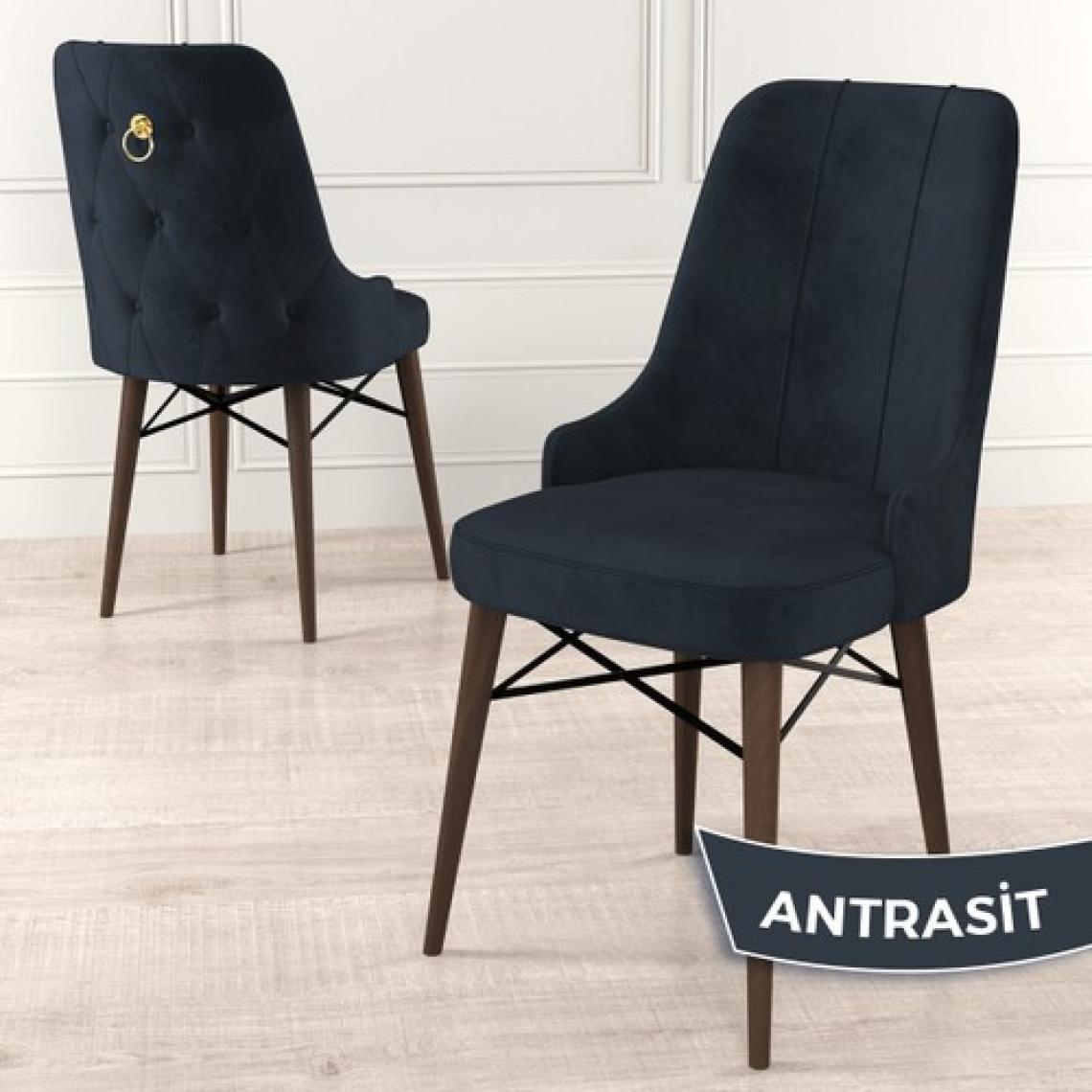 Canisa Concept Pare Serisi  Babyface Kumaş Yemek Odası Sandalyesi Ceviz Gürgen Ayak Gold Halkalı