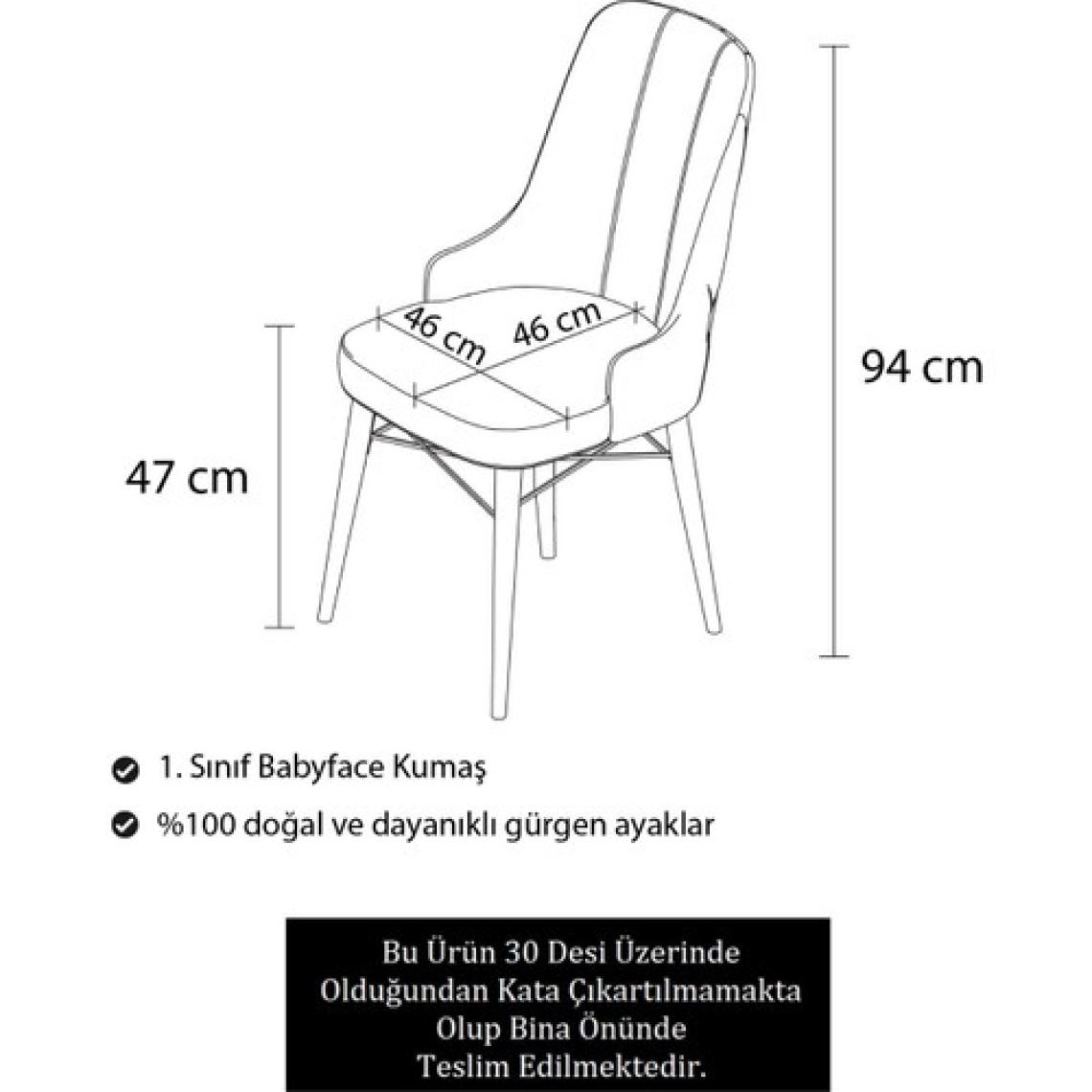 Canisa Concept Pare Serisi  Babyface Kumaş Yemek Odası Sandalyesi Ceviz Gürgen Ayak Gold Halkalı