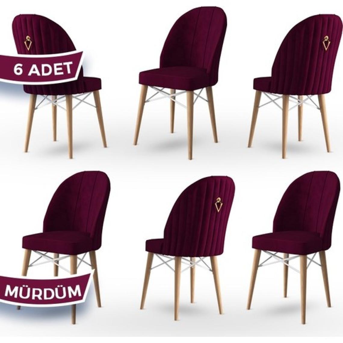 Canisa Concept Ritim Serisi  Babyface Kumaş Doğal Ahşap Ayak Beyaz Kafesli 6 Adet Sandalye