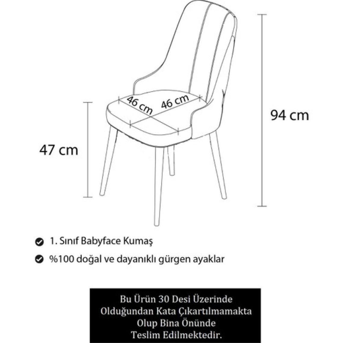 Canisa Concept Enoa Serisi  Babyface Kumaş Ceviz Gürgen Ayaklı 6 Adet Sandalye Gold Halkalı