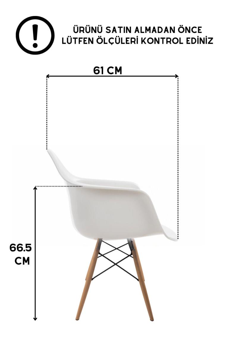 Dorcia Home Kolçaklı Beyaz Eames Sandalye  2 Adet  Cafe Balkon Mutfak Sandalyesi