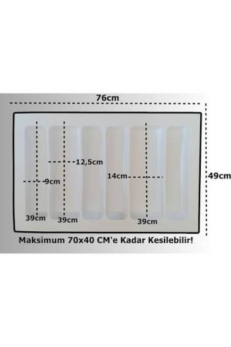 ALMITAL 76X49 Cm. 6 Bölmeli Beyaz Çekmece Içi Düzenleyici Kepçelik (70*40 Cm'e Kadar Kesilr)