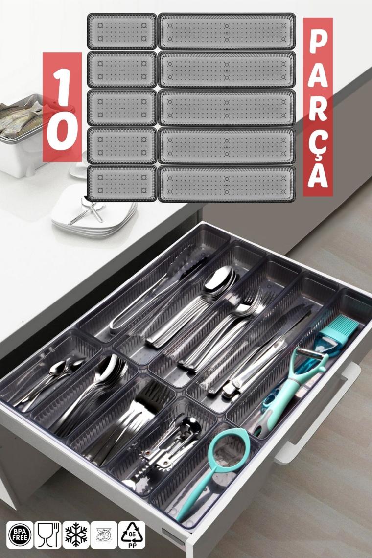 10 Parça Çekmece İçi Kaşıklık, Düzenleyici, Organizer