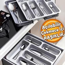 Çift Taraflı Ayarlanabilir Çekmece Içi Kaşıklık Uzayabilen Çatal Bıçaklık Düzenleyici Kepçelik