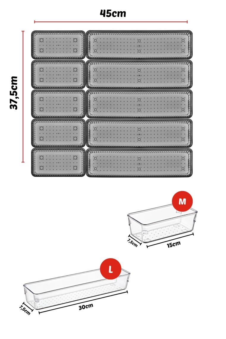 Nandy Home 10 Parça Çekmece Içi Kaşıklık, Düzenleyici, Organizer ŞEFFAF