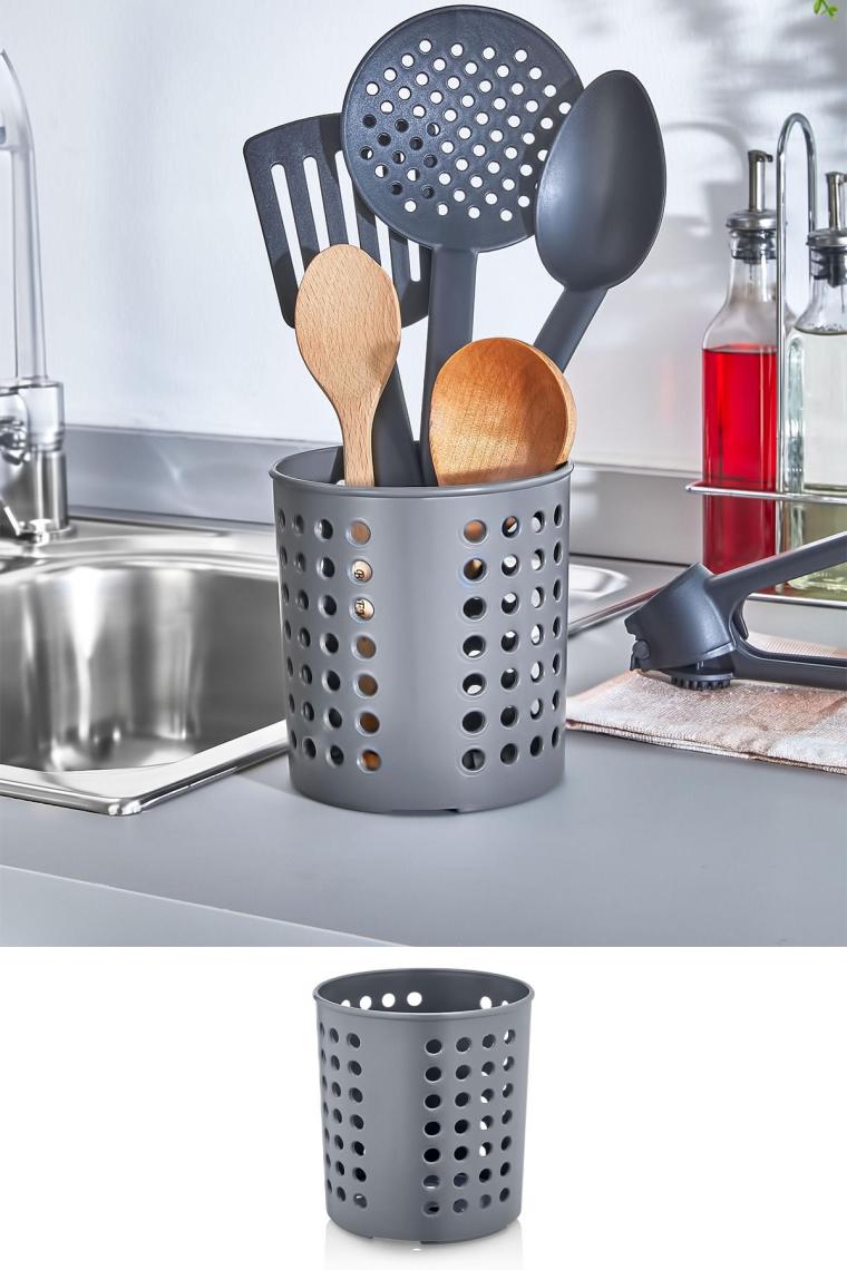 Rotanev Plastik Silindir Dik Kaşıklık & Tezgah Üstü Düzenleyici & Servis Standı