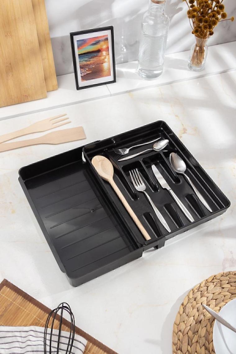 EW's Kitchenware Ayarlanabilir Çekmece İçi Kaşıklık Siyah