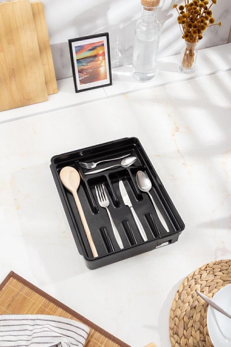 EW's Kitchenware Ayarlanabilir Çekmece İçi Kaşıklık Siyah