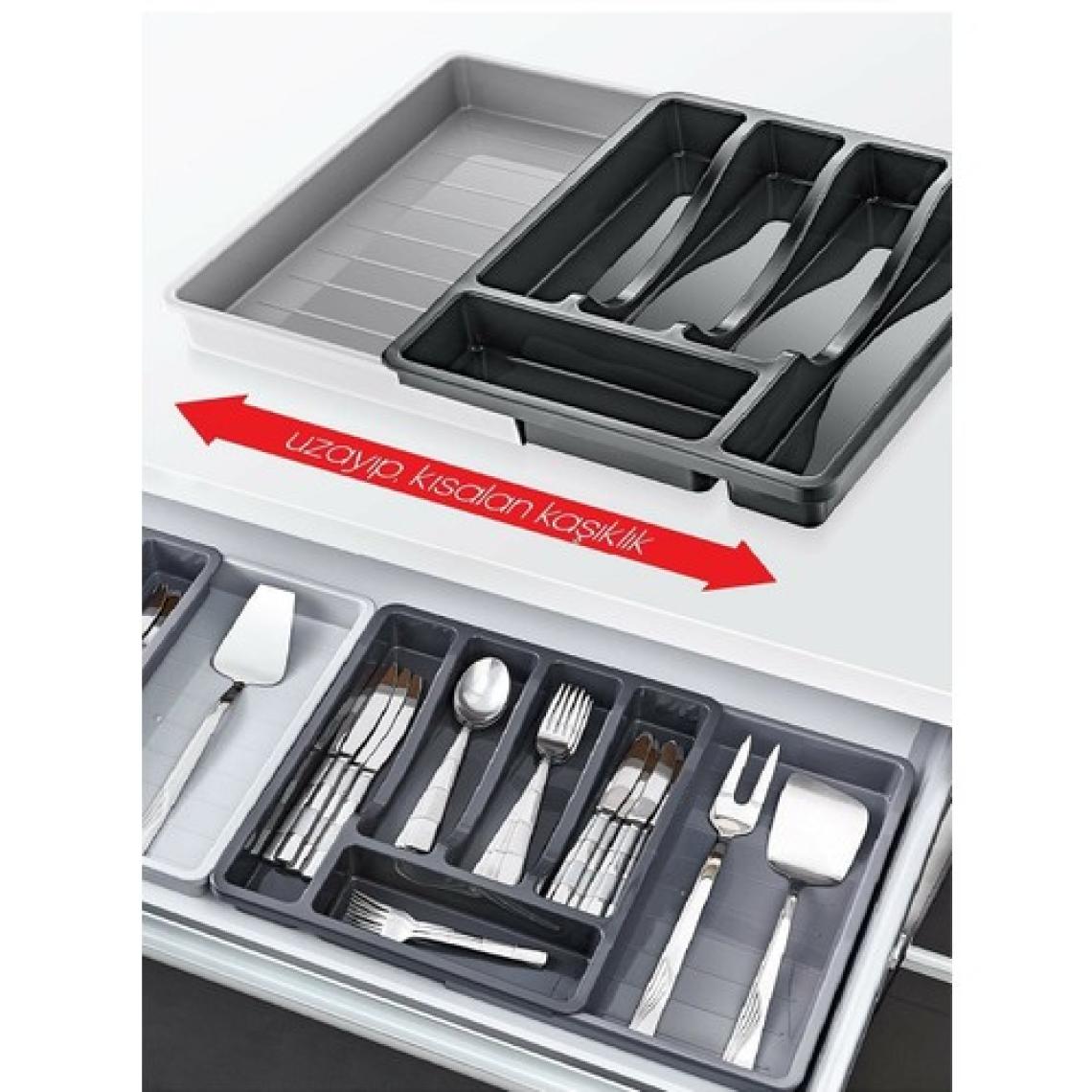 Box Up Uzayabilen, Kayar Kızaklı Raylı Sistem, Ayarlanabilir Pratik Çekmece İçi Kaşık ve Çekmece Düzenleyici Kaşıklık Organizer