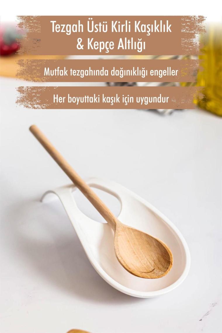 Depa Akrilik Beyaz Tezgah Üstü Kirli Kaşıklık & Kepçe Altlığı