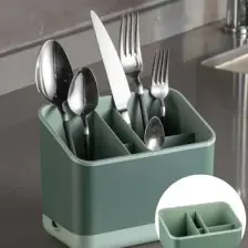Tezgah Üstü Kaşık Düzenleyici 5 Bölmeli Organizer Kaşıklık Yeşil