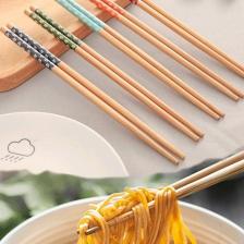 20 Çift Bambu Chopstick Desenli Yıkanabilir Kore Çin Yemek Çubuğu El Yapımı Doğal Ahşap Sushi Çubuk