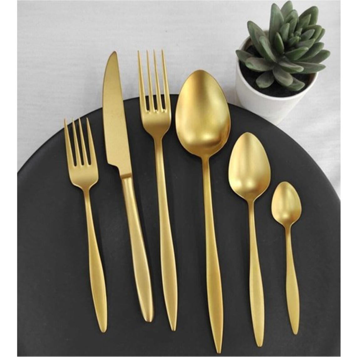 Brondoff 6 Parça Tek Kişilik Carmen Mat Titanyum Gold Çatal Kaşık Bıçak Set