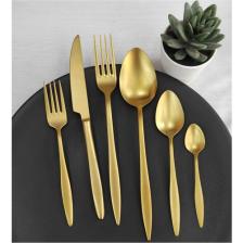 Brondoff 6 Parça Tek Kişilik Carmen Mat Titanyum Gold Çatal Kaşık Bıçak Set