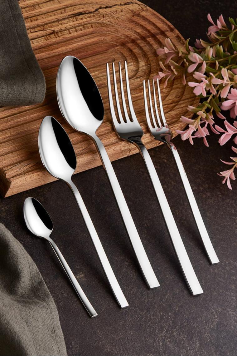 30 Parça Natural Çatal Kaşık Takımı Düz Model 6 Kişilik