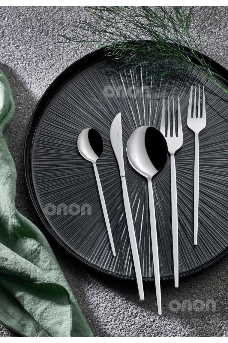 Onon Mokka 60 Parça Çatal Kaşık Bıçak Takımı 18/0-Nescafe Kaşıklı