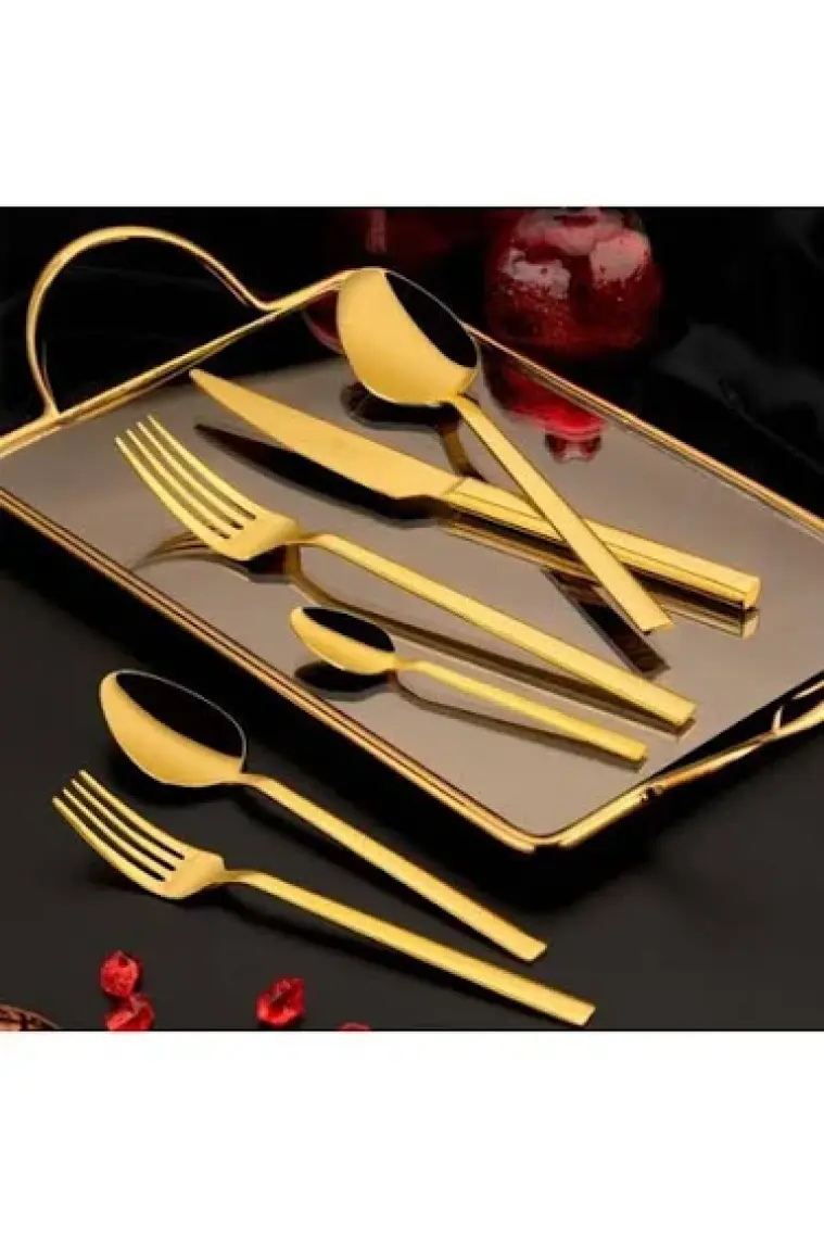 Titanyum Çatal Kaşık Takımı Gold 36 Parça