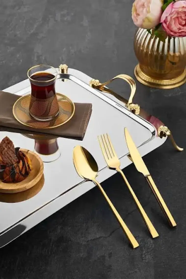 Titanyum Çatal Kaşık Takımı Gold 36 Parça