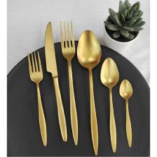Brondoff Carmen Mat Gold Titanyum 60 Parça (Yemek Bıçaksız) 12 Kişilik Çatal Kaşık Seti