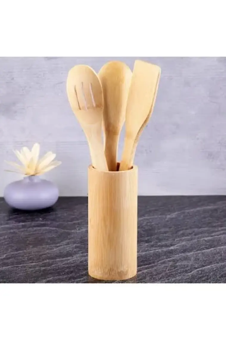 Thn-74119 Bambu Standlı Kaşık Seti 4 Parça