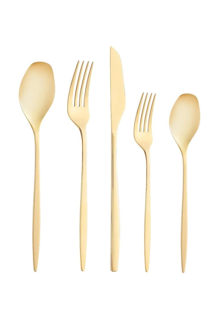 Emsan Alisa 30 Parça 6 Kişilik Parlak Gold Kutulu Çatal Kaşık Bıçak Takımı