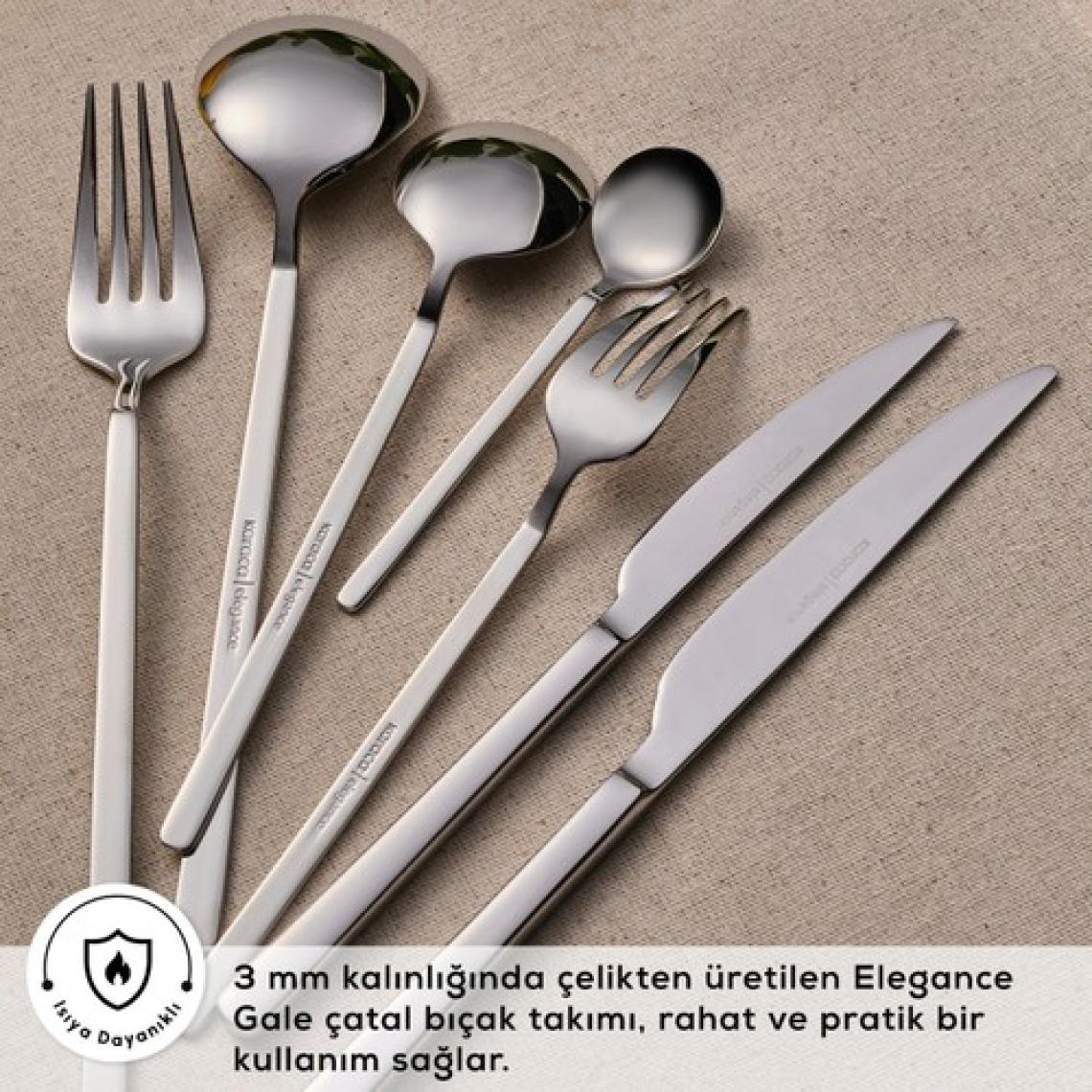 Karaca Elegance Gale Platin 12 Kişilik 84 Parça Çatal Kaşık Bıçak Takımı