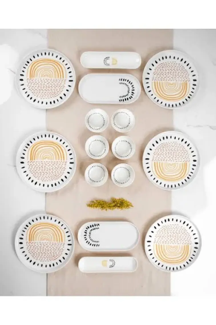 Heda Porselen Yakamoz 16 Parça 6 Kişilik Kahvaltı Takımı