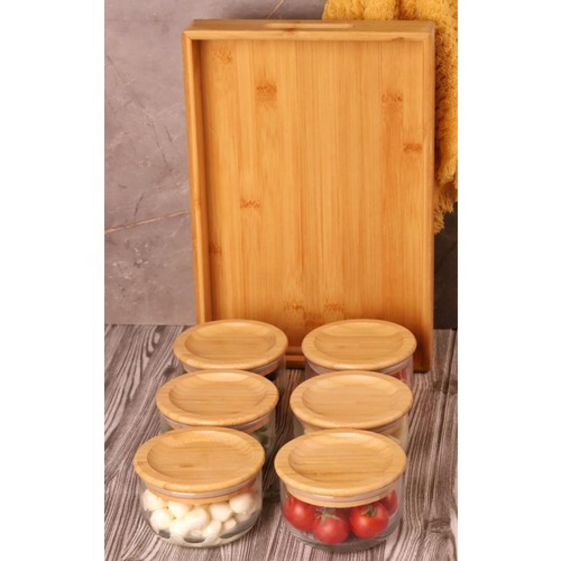 AtbyhomeDuo 300 ml Silikonlu Bambu Kapaklı Cam Kahvaltılık Lüx Kahvaltılık Sunum Seti