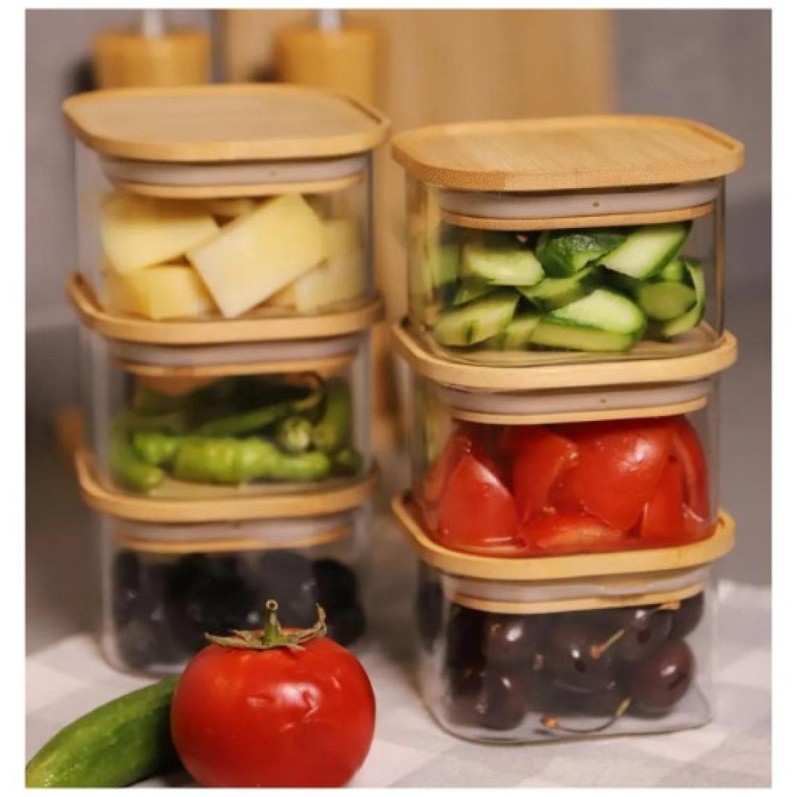 AtbyhomeDuo 400ML 6'lı Bambu Vakumlu Kapaklı Cam Kahvaltılık Seti