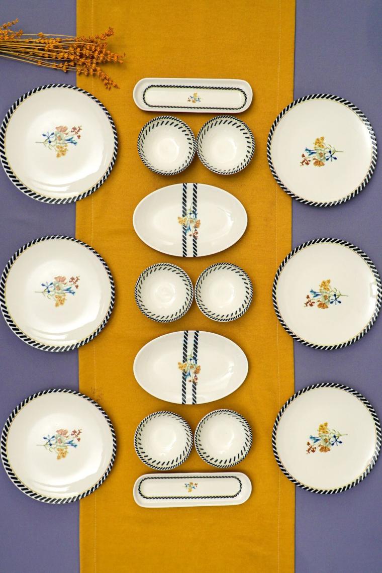 Demet 16 Parça 6 Kişilik Porselen Kahvaltı Takımı