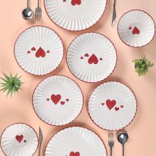 2 Kişilik Love Serisi Kahvaltı Takımı 8 Parça Kalp Desenli