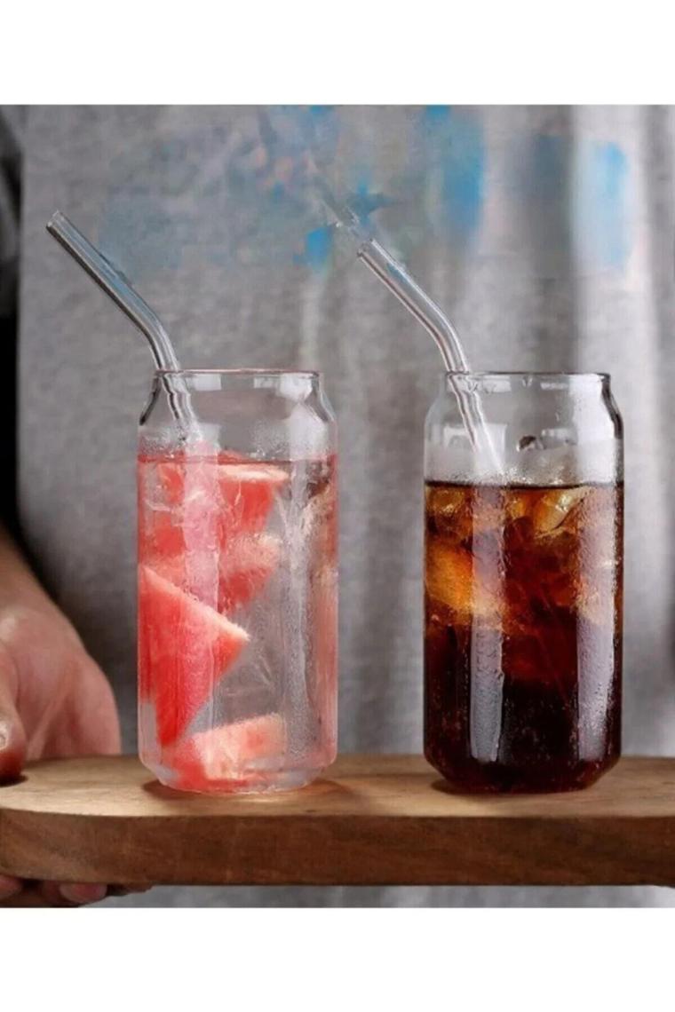 Vigentino 2 Adet Cam Pipetli Kola Kutusu Şeklinde Borosilikat Sunum Bardağı (4'lü Set)