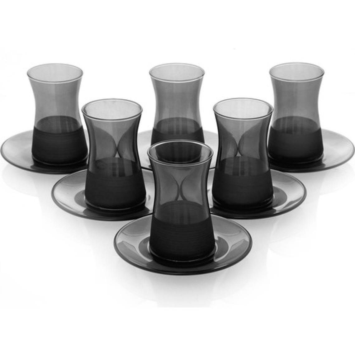 Rakle Matte 12 Parça Çay Seti - Siyah - 132 ml