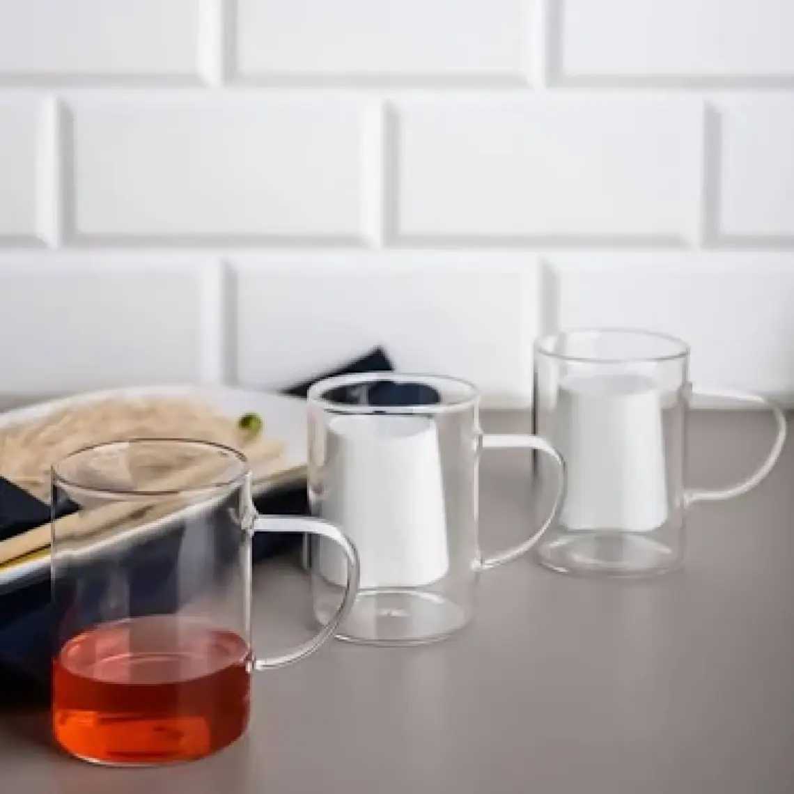 3 Parça 200 ml Isıya Dayanıklı Şeffaf Borosilikat Cam Bardak Seti - Kahve ve Çay İçin