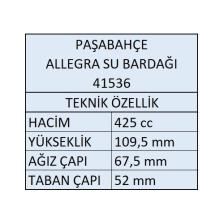 Paşabahçe 41536 Allegra Su Bardağı - 6 Adet