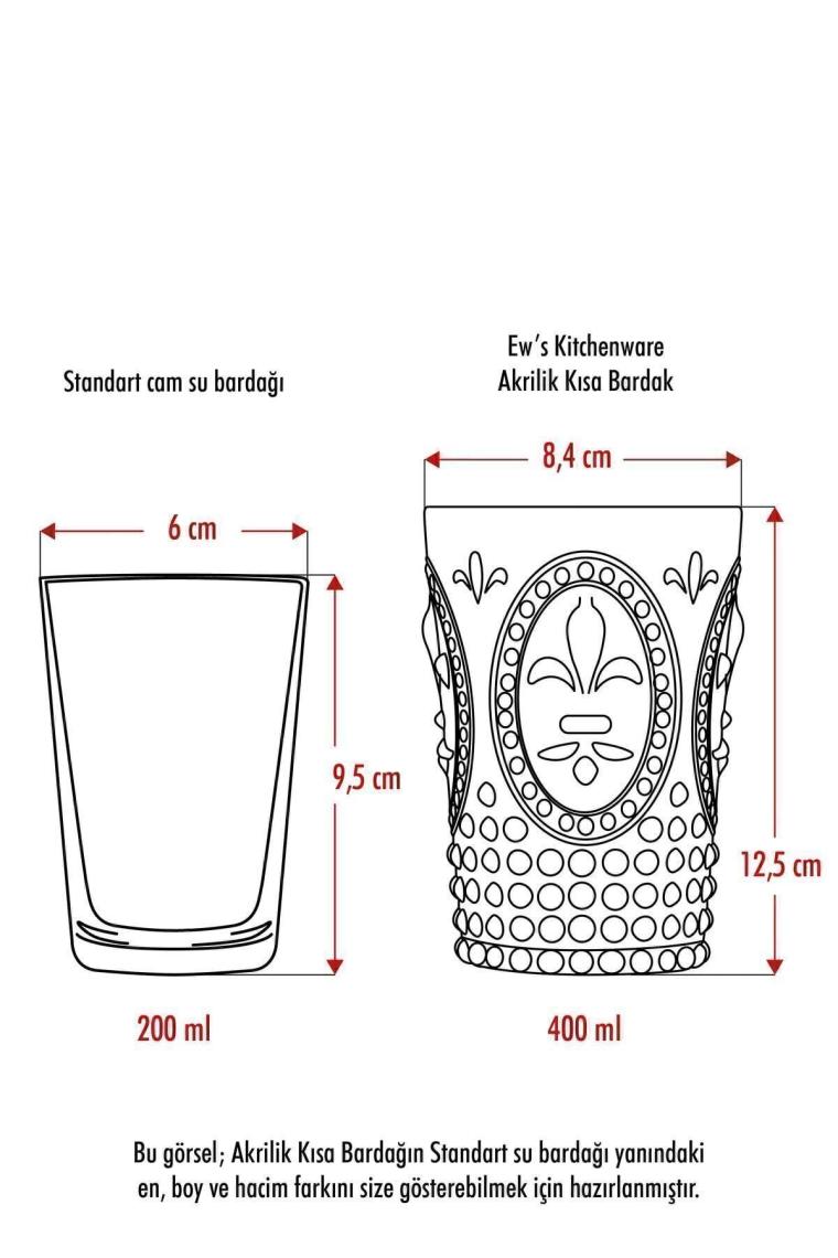 Akrilik Yeşil Tekli Kısa Bardak & Su Meşrubat Kahve Yanı Bardağı 400 ml ( Cam Değildir )