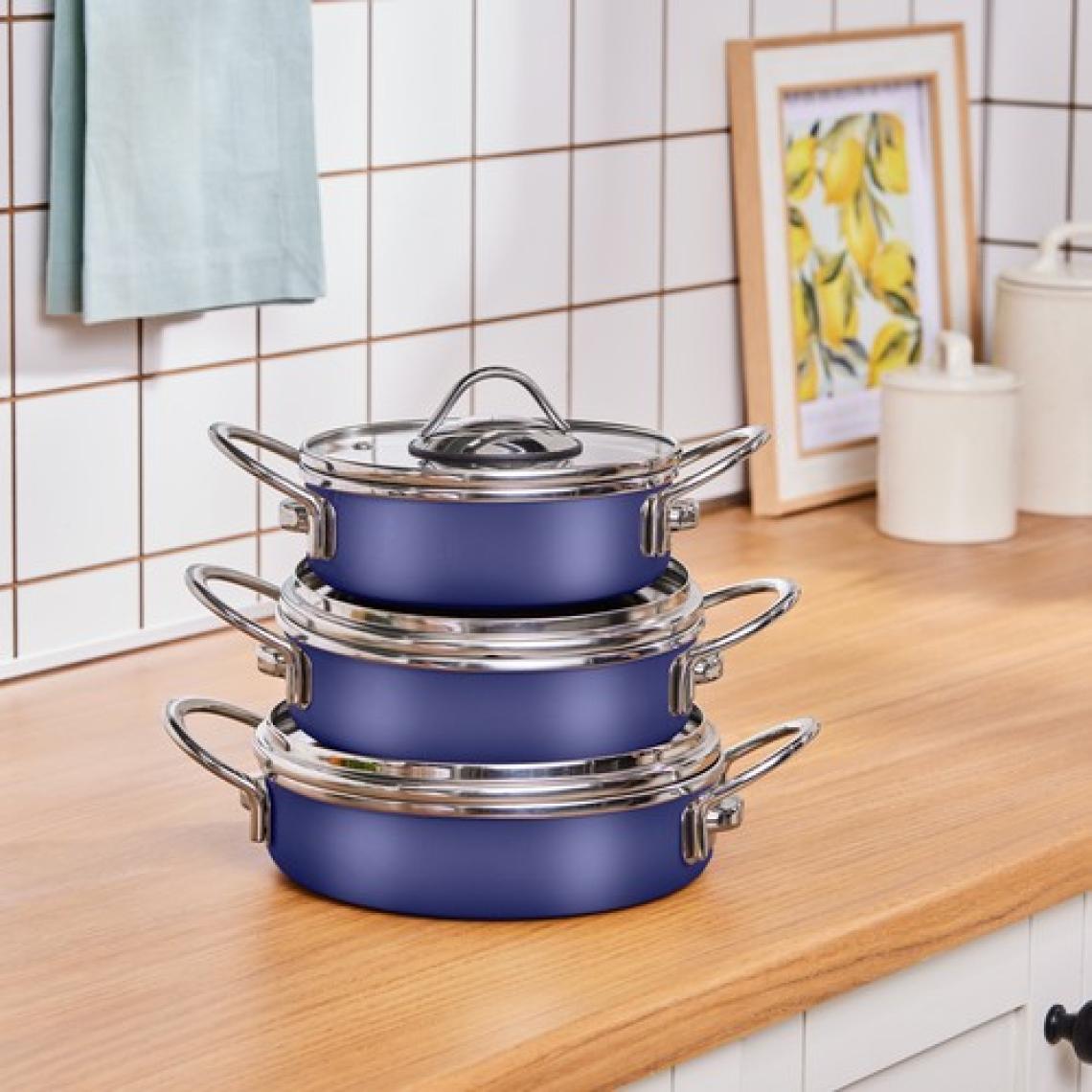 Karaca Ateş Emaye 6 Parça Omlet Sahan Set Lacivert