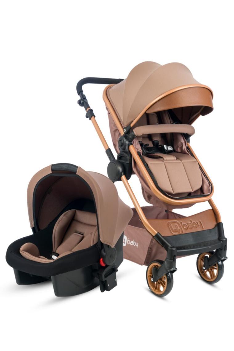 4 Baby Cool Gold Travel Sistem Bebek Arabası Kahverengi