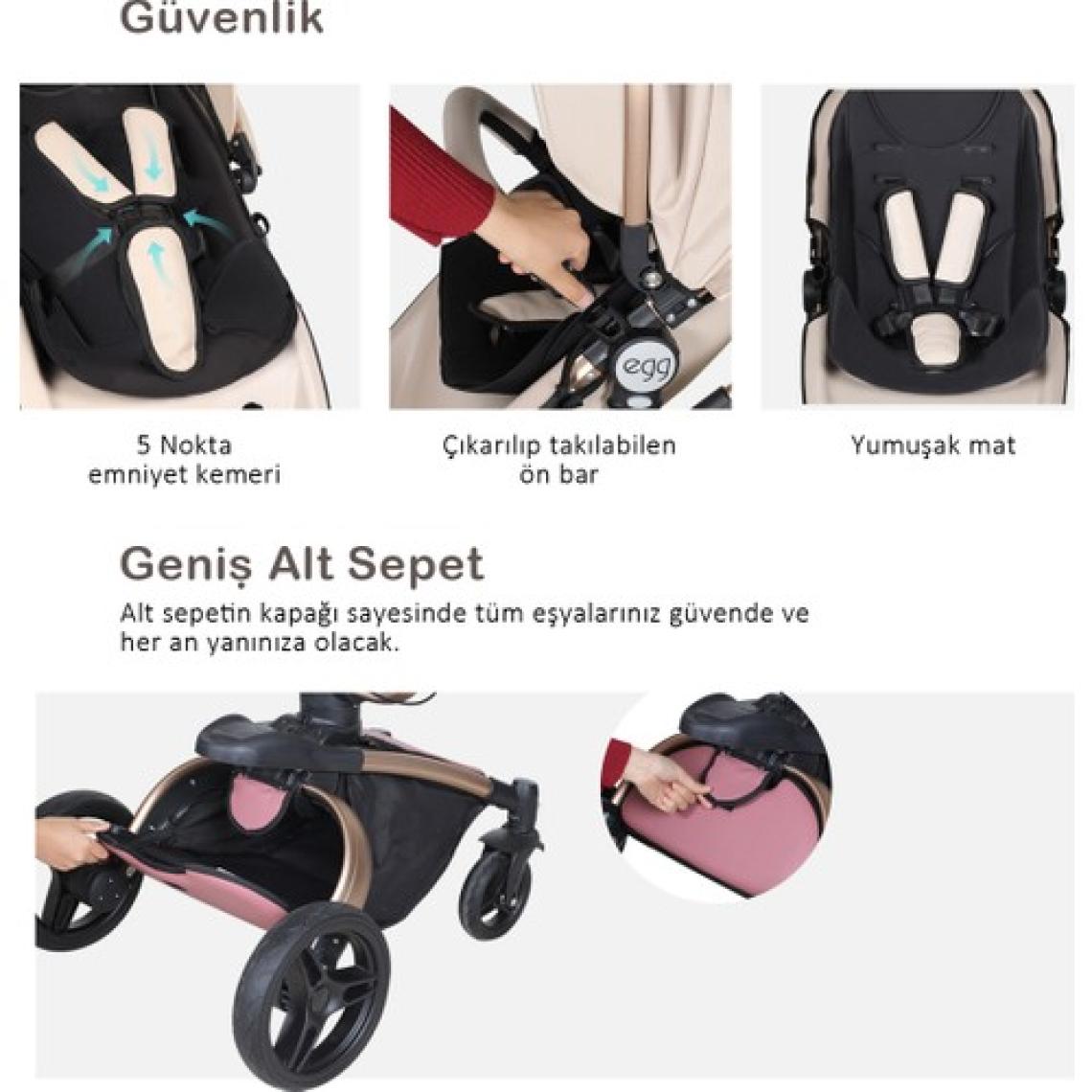 Huggy Egg 6 In 1 Travel Sistem Bebek Arabası Gri